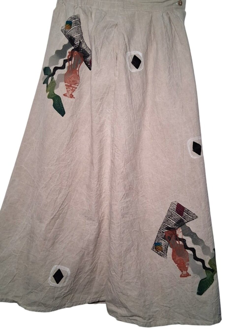 Play Alegre Skirt S Natural Hand Painted Wearable Art To Wear Lagenlook Artsy - Picture 3 of 16